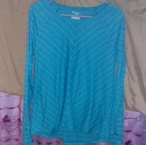 Blue long sleeve workout top